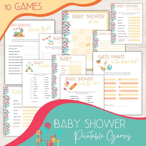 Baby Shower Games Pack: Bingo, Candy Bar, and More for a Fun Party - Picture 1 of 3